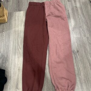 Full Tilt Brown and Pink Jogger Sweatpants Relaxed Fit